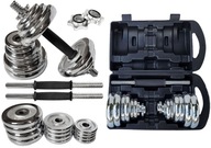 HANTLE ŻELIWNE CHROMOWANE 2X10KG 20KG WALIZKA REGULOWANE GRYFY TALERZE