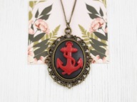 wisiorek KOTWICA kamea vintage retro boho NB93