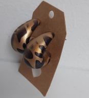 Kolczyki krople łezki w kolorze złotym w panterkę zapinane na sztyft