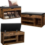 SZAFKA NA BUTY Z SIEDZISIKIEM IMITACJA DREWNA MIĘKKA PODZUSZKA 80X30X44CM