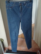 spodnie dżins c&a 44 rurki wysoki stan niebieskie granatowe