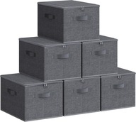 Pudełka do przechowywania z pokrywką zestaw 6 sztuk łupkowoszary lenowy