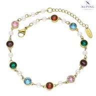 72328 Celebrytka bransoletka na nogę złota stal kolorowe cyrkonie