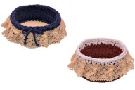 Zestaw dwóch uroczych koszyczków szydełkowych z koronką koszyczki na święta