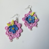 Kolczyki rękodzieło na szydełku kwiatek
