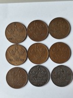 587/ Szwecja 5 Ore 1942-1950 zestaw monet 9 szt