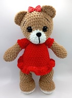 Miś w sukience 30 cm szydełko - NA ZAMÓWIENIE CE, prezent dla każdego