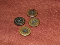 GUZIKI PLASTIKOWE, BRĄZOWE - VINTAGE - 4 SZT.