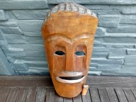 CIĘŻKA STARA MASKA AFRYKAŃSKA DREWNIANA RZEŹBA EGZOTYCZNA