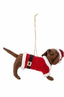 Ozdoba choinkowa bombka jamnik pies Mikołaj BLOOMINGVILLE filc milojest