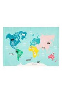 90 x 130 CHODNIK KILIM Z BAWEŁNY BAWEŁNA ECO MAPA ŚWIATA
