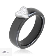 Pp5170 Pierścionek ceramiczny serce czarny r.11