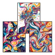 Plakat Zestaw 30x40, 3 sztuki, plakaty, postery ABSTRAKCJA KOLOROWA