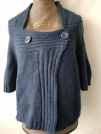 Sweter/narzutka granatowy z krótkimi rękawami(40%moher) - M/L