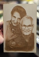 Portret zdjęcie wypalane w drewnie A3 z ramką