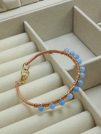 Oryginalna bransoletka z miedzi z akwamarynem 100% miedź