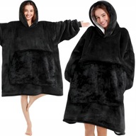 KOC BLUZA KOCOBLUZA DUŻA OVERSIZE GRUBA CIEPŁA Z KAPTURM CZARNA MIĘKKA