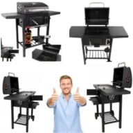 Grill Ogrodowy Węglowy Wielofunkcyjny Przenośny Popielnik Termometr Duży