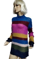 SIX AMES SWETER dłuższy wełna moher pasy 38/40