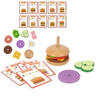Drewniany burger restauracja układanka Montessori 15 el. Woopie Green