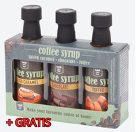 Zestaw Syropów Kawowych – 3 różne smaki + GRATIS batoniki FIT 0% cukru!