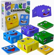 PUZZLE DREWNIANE EMOJI MONTESSORI INTERAKTYWNE KLOCKI EDUKACYJNE 3+