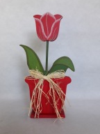 FIGURKA Z DREWNA DREWNIANY KWIAT TULIPAN