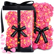 MIŚ Z PŁATKÓW RÓŻ PREZENT NA WALENTYNKI DZIEŃ KOBIET XXL DUŻY PIĘKNY + LED