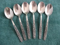 NAJPIĘKNIEJSZE sztućce PRL ŁYŻECZKI do HERBATY w KWIATUSZKI kpl 6 szt NÓWKI