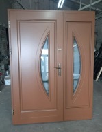 DRZWI Zewnętrzne Drewniane Sosnowe Dwuskrzydłowe Wejściowe 157x208cm