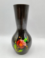 śliczny metalowy wazonik ręcznie malowane kwiaty