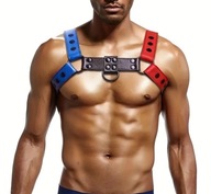 Regulowana uprząż na klatkę piersiową harness ze skóry PU L/XL