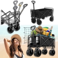 WÓZEK TURYSTYCZNY OGRODOWY TRANSPORTOWY SKŁADANY KOŁA TERENOWE SIATKA 120L