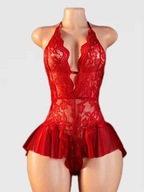 Czerwona Erotyczna bielizna seksowne body koronkowe rozmiar L