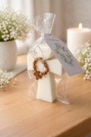 podziękowania dla gości Świeca Krzyż+Dziesiątka Różańca–chrzest komunia