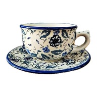 FILIŻANKA ZE SPODKIEM 330 ML CERAMIKA BOLESŁAWIEC JZ46 UNIKAT