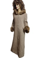 Adrianno Damianii wełniany długi PLASZCZ z kapturem zimowy 38/40