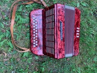 Akordeon dziecięcy guzikowy WELTMEISTER 8 basów 33x30x19 cm UNIKAT