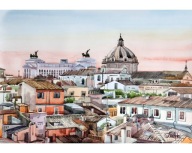 Obraz akwarela Zachód słońca w Rzymie Denys Tsarenko Oryginał