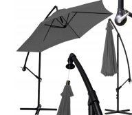PARASOL OGRODOWY DUŻY REGULOWANY 24 LED SOLAR UV 50+ CHICAGO 270CM SZARY