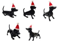 FIGURKA PIES JAMNIK 3D W CZAPCE MIKOŁAJA ZESTAW 5 SZT