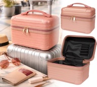Kosmetyczka kuferek organizer na kosmetyki podróżna duża różowe złoto
