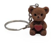 Brelok do Kluczy Brązowy Pluszowy Miś z Sercem Ozdobna Zawieszka Prezent