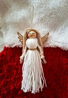 Aniołek Makrama Anioł Stróż Biały Aniołek ze sznurka i wełny prezent