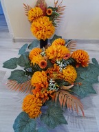 Stroik na cmentarz z bukietem CHRYZANTEMY komplet z flakonem wiązanka 85CM!