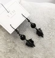 56062 KOLCZYKI czarna stal chirurgiczna listki kulki