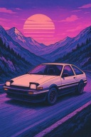 Plakat Motoryzacyjny Toyota AE86 A4 (21 x 29,7 cm) Dekoracja Ścienna