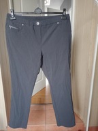 louisa 44 spodnie dżins materiał proste szare na gumie ze średnim stanem