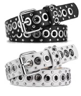 Pasek z Ćwiekami i Nitami Otworowymi szer 2,3 cm Metal Rock Punk Gothic