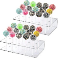 AKRYLOWE STOJAKI NA CIASTO I LIZAKI 2 SZTUKI 15 OTWORÓW NA LIZAKI